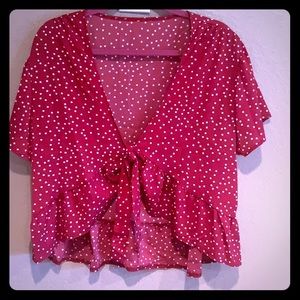 Red polka dot blouse
